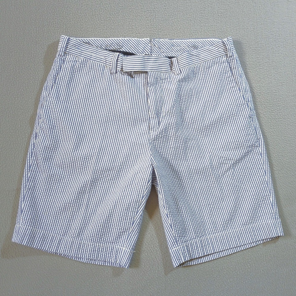 Polo Ralph Lauren Shorts Mens 34 Blue White Seersucker Suffield Fit Cotton